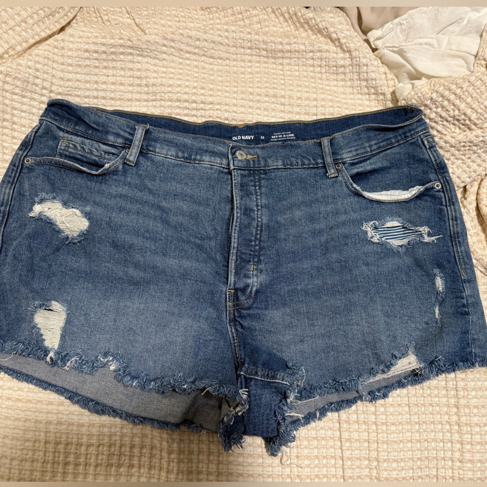 Old Navy Blue Distressed Jean Shorts